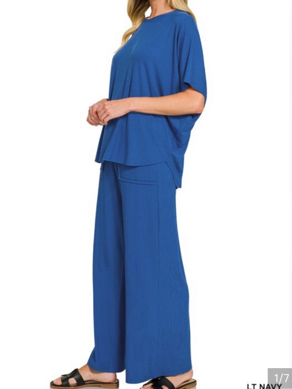Zenana ribbed wide leg set
